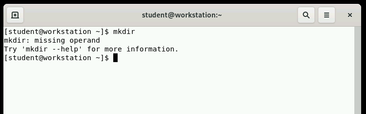 incomplete mkdir command