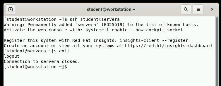 image of a SSH log out screen